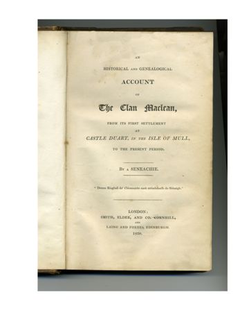 'The Clan Maclean' written by a 'Seneachie' 